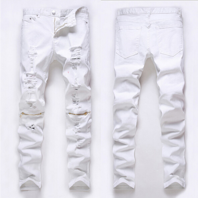 white denim ripped jeans mens