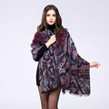 New Autumn European Winter Women Ponchos And Capes Coat Fashion Wool Shawl With Fake Fur Female