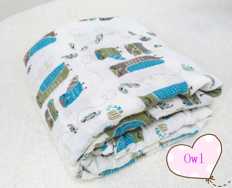 120x120cm New Soft Muslin Cotton Newborn Baby Swaddle Blanket Bath Towel Nursery Bedding