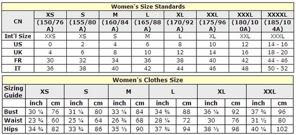 Chinese To American Size Chart