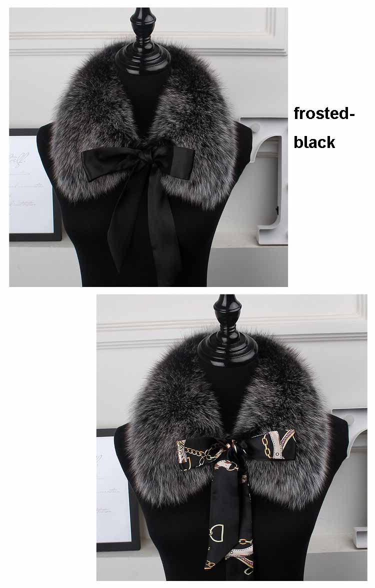 fox fur collar laces frosted black