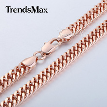 18K Rose Gold Filled Curb Link Chain Necklace New Arrival Fashion Mens GNW31 (3 Width: 5/7/8mm)