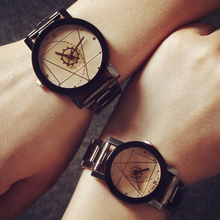 2015 recién llegado de acero Unisex relojes moda personalidad creativa reloj mujeres reloj de dos tamaños de gama alta relojes para hombres relojes de