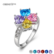 Glantop New Fashion Jewelry Platinum plated Trendy Statement Stainless Rings for Girls Female AAA Stones Elegant Charm JA-6230