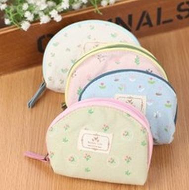Hot sale mini Pastoral style women wallets change purse lady handbag card bag Cute canvas Coin Purse round shape baby purse 