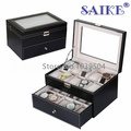Free Shipping 20 Grids Black Leather Brand Watches Box Top Quanlity Watch Display Boxes New Rectangle