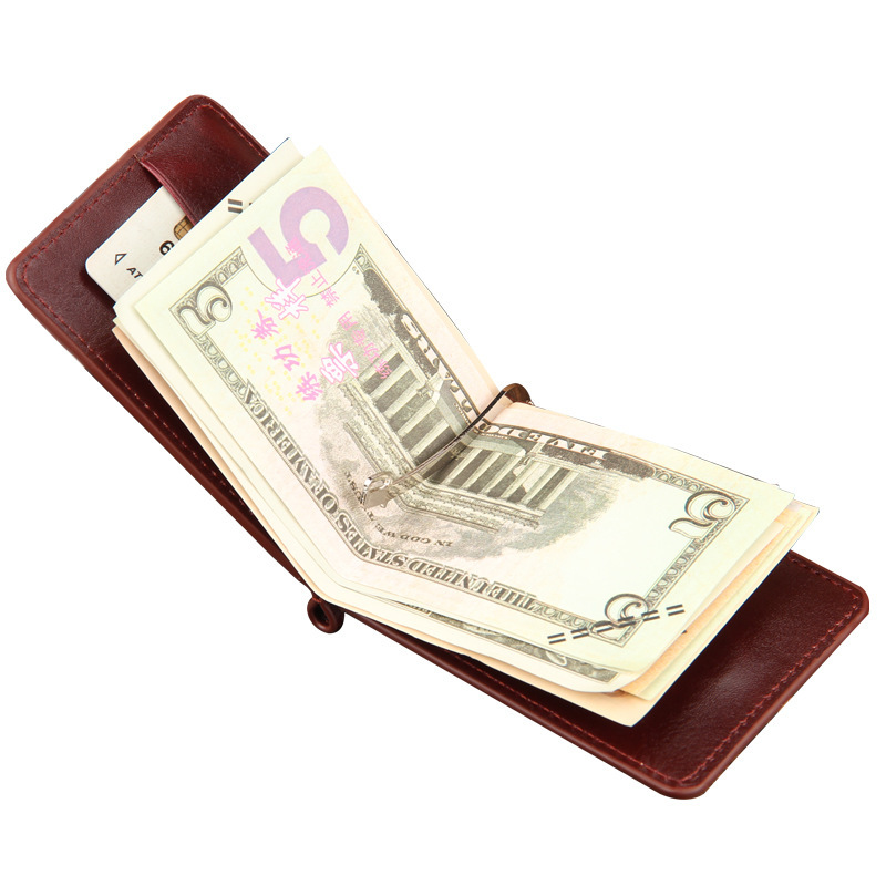 2016 Hot Sale Fashion New Men Money Clips Black Brown PU Leather 2 folded Open Clamp