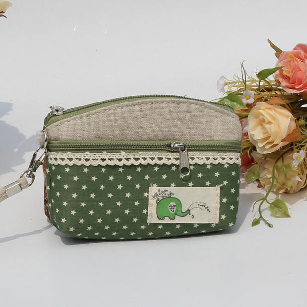 Fabric coin purse small plaid cloth