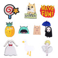 Funny Cartoon Marilyn Monroe Scrawl Acrylic Brooch Pin Doge Pineapple Lollipop Dress Monster Garment Fashion Jewelry