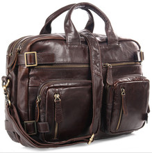 100% Cow Genuine Leather Men Briefcase Business Handbag Shoulder Tote Bags For Laptop Computer Casual Travel Trip Luxury Cool