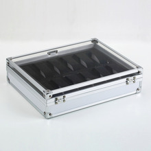 Free shipping Professional 12 Grid Slots Jewelry Watches Display Storage Square Box Case Aluminium Suede Inside Container NO1