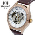 Gucamel 2016 Hot Selling Luxury Men Watch Automatic Skeleton Clock Mechanical Watch Leather Strap Wristwatch RelojesHombre