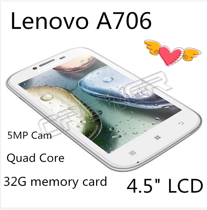 Lenovo A706 MSM8225Q Quad Core Phone 4 5 4GB ROM Android 4 1 GPS 32G memory