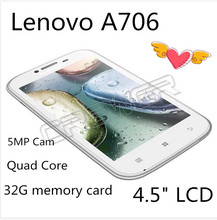 Lenovo A706 MSM8225Q Quad Core Phone 4.5″ 4GB ROM Android 4.1 GPS 32G memory card 5MP Camera Bluetooth smartphone