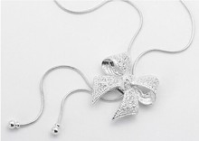 summer style Bowknot Long Necklace Rhinestone Butterfly Sweater Chain Fine Jewelry Statement necklace Pendant choker