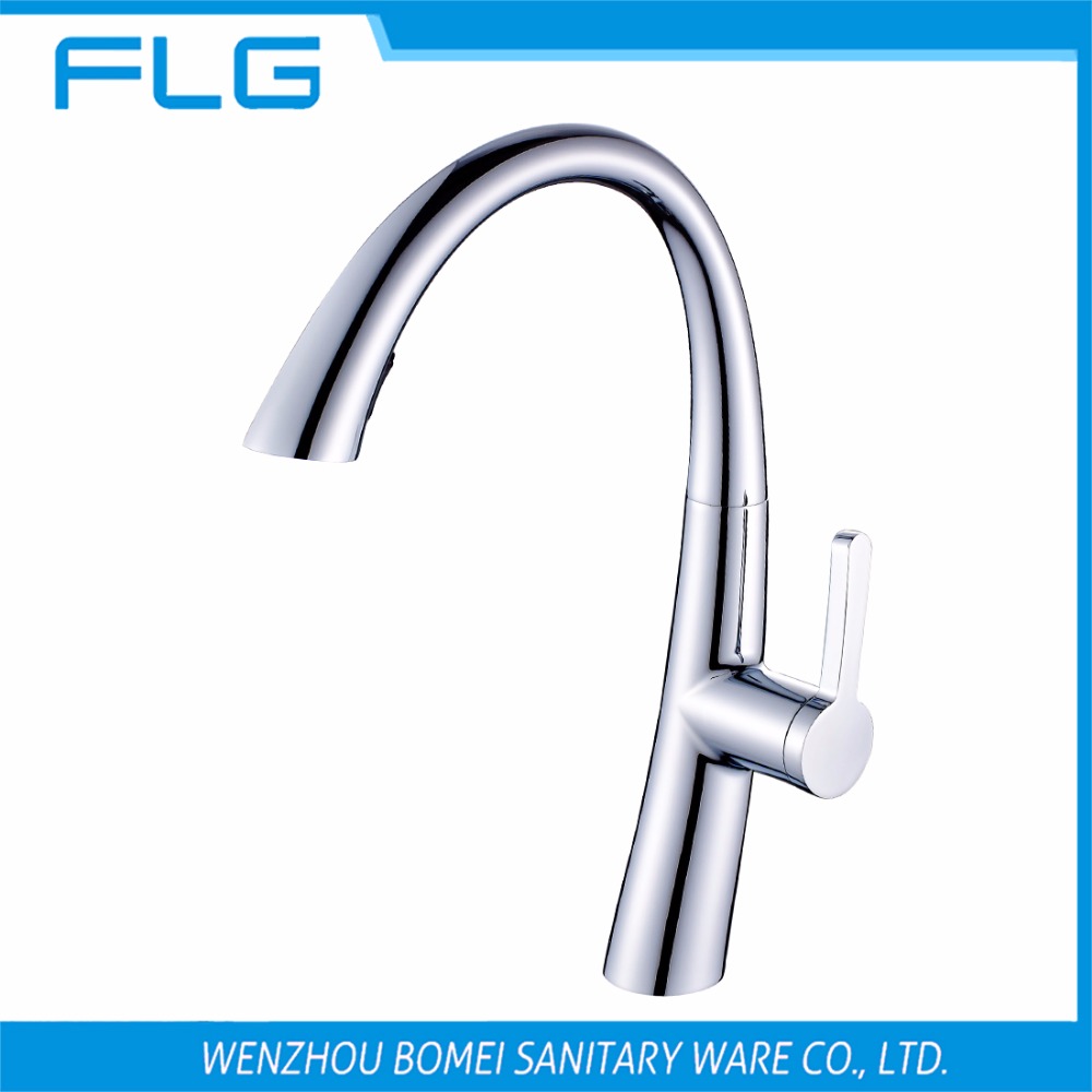 Free Shipping Single Handle Pull Down Pull Out Chrome Kitchen Sink Faucet100277,Solid Brass Kitchen Faucet