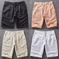 High Quality 2017 Summer Breathable Ultra Thin Solid Loose Beach Bermuda Cotton Linen Shorts Men Black