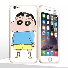 Glow in the dark luminous raised Crayon Shin-chan Tempered Glass film Screen Protector+back cover for iPhone 6 case 6S 6 Plus