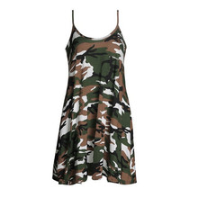 Summer Style Beach Dress Women Lady Long Printed Bang Camouflage Rose Plaid Skull Leopard Swing Cami Dress Camisole Vest Top 015