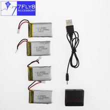4pcs 3.7v 1200Mah Syma X5SW Lipo battery + x4 charger for X5SC M18 H5P drone RC Quadcopter parts