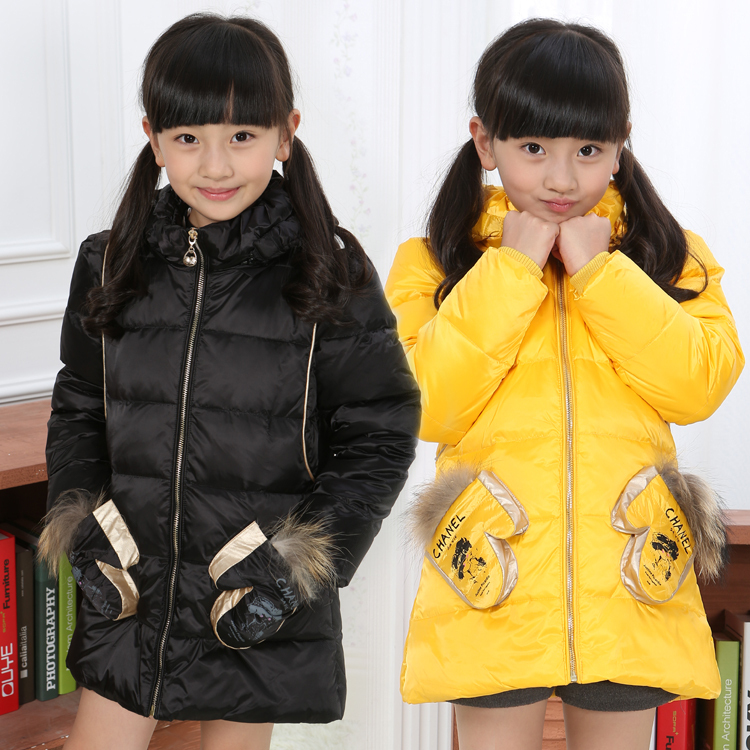 2014 new Children's down jacket and long sections genuine girls Korean version of the anti- season clothing thick coat jacket