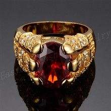 Yellow Gold Filled Ruby Ring Men s 10KT Finger Rings For Man Jewelry Size 8 9
