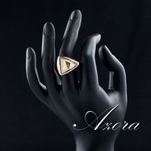 AZORA 18K Real Rose Gold Plated Gold Color Triangle Stellux Austrian Crystal Ring TR0015