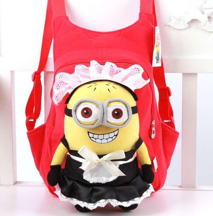Gold-children-s-backpack-Cute-3D-eyes-Despicable-Me-Minion-Plush-Backpack-Child-PRE-School-Kid-Boy