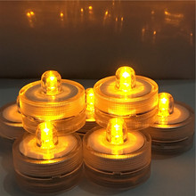 24pcs/lot Amber Underwater LED Submersible Waterproof LED Lights Batteries Tea Light Candle for Wedding Party Decoration