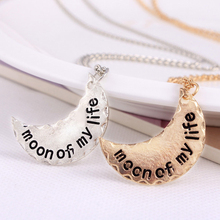 Trendy the Moon of my life gold and silver fashion moon pendant necklace for men and Women long Plated Enamel Jewelry