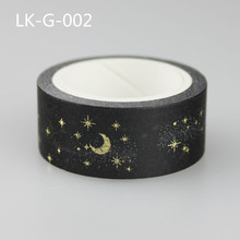 1 Pc / Pack Black Moon Stars Washi Paper Masking Tapes 1.5cm X 5m Diy Scrapbooking Heart Stickers Gift Wrapping Sticker
