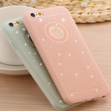 Hole for Logo Luxury Glitter Crystal Clear Soft TPU Matte Case For iphone 6/6s 6 plus/6 s+ Ultra Slim Shining Back Phone Cover