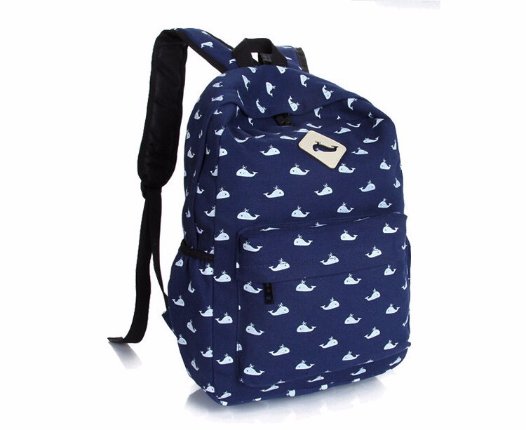 Small whales animals backpacks han edition fashion women canvas backpack girl school bags travel bag (10)