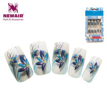 2016 New Metallic False Nails Cheap Full Cover False Nails UV Free Glue Fake Manicure Set Colored Acrylic Nail Art Tips Beauty