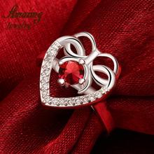 Free shipping brand Fashion Jewelry silver Plated engagement big crystal CZ diamond ruby wedding heart lord