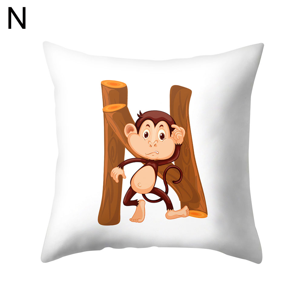 Monkey English Letter Pillow Case Cushion Cover Sofa Bed Car Cafe
