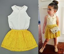 2016 Girls clothes Toddler Kid Princess 2Pcs clothing set vest+ tutu skirt sets mini rodini girls Party Clothes vetement fille