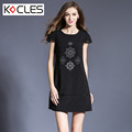Plus Size 4 5XL Womens Summer 2016 New Elegant Geometrical Floral Flower Print Cut Out O