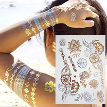 Flash Tattoo 3D Temporary Tattoo Sticker Fake Gold Tattoo Sex Henna Tatouage Metallic Tattoo Aramex Tatuajes Dorados MJ1036