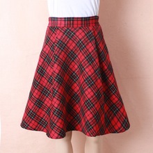 Womens Plus Size New Tartan Check Block Stretch Band Flared Skater Skirts