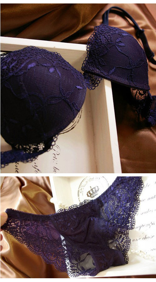 Hot sale the push up bra transparent lace bra & panties sets thin cup deep-V women sexy underwear bra set