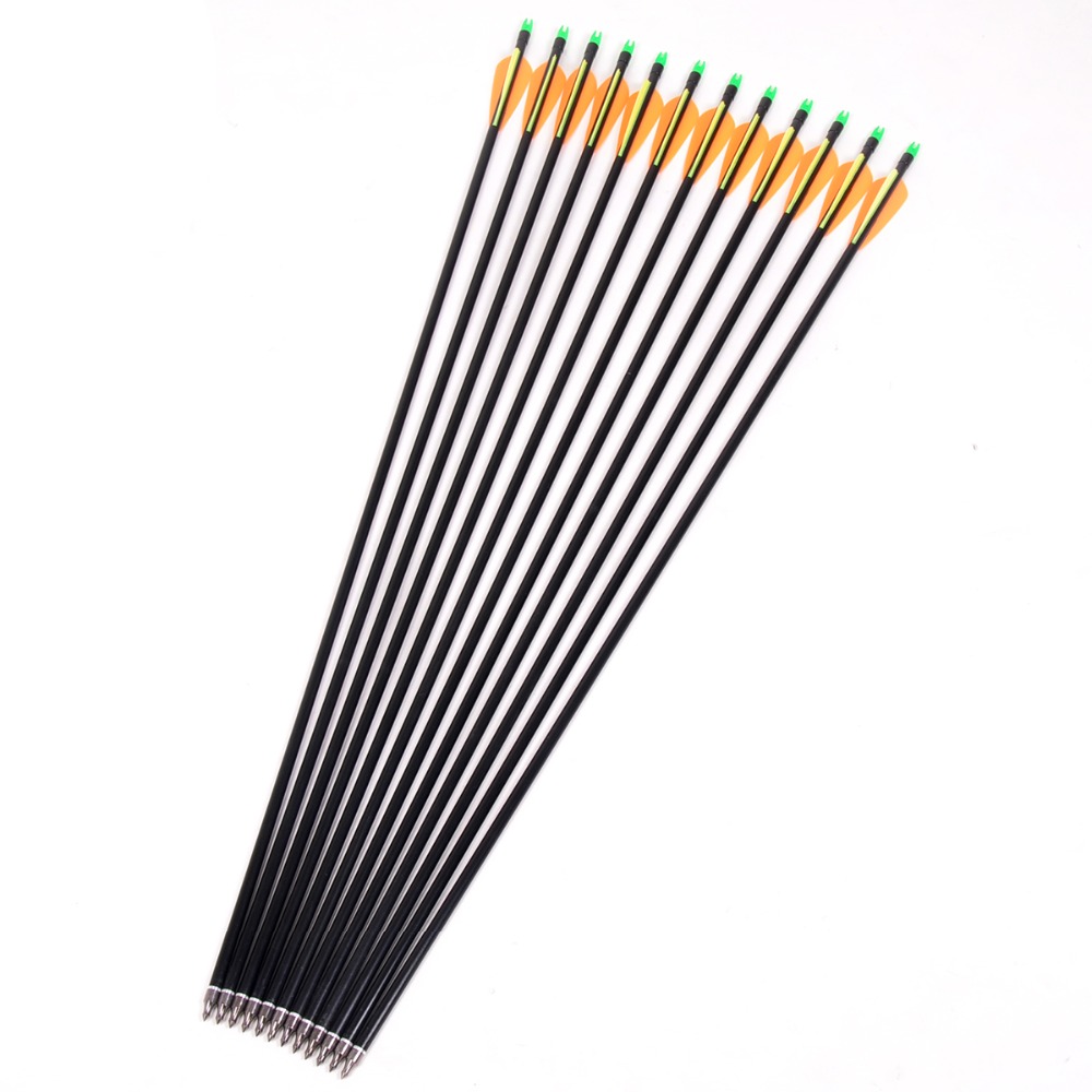 12Pcs Lot Fiberglass Arrow Spine 500 Replace Arrowhead Nock Proof For Outdoor Hunting Compound Bow Recurve