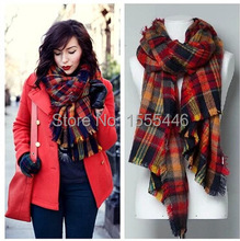 Winter 2014 Tartan Poppy Scarf Spain Luxury Brand Cashmere Oversized Pashminas And Shawls Womens Fashion Plaid Infinity Hijab