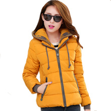New 2016 Women Hooded Short Jacket Autumn Winter Warm Down Coat Casual Cotton-padded Jackets Parka Female Slim Outerwear ZJ073