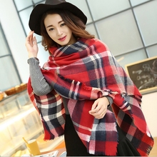 Fashion classic brand Za Winter Autumn scarf Women Knit oversize blanket tartan big size plaid Bandana Acrylic scarves shawl