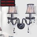 Crystal Wall Lamp Smoke Grey Wall Shade Europea Style Double Head