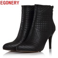 2015 Brand Women's Genuine Leather High Heels Ankle Boots Round Toe Hi