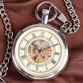 Classic Nurse Open Face Self Silver Winding Automatic Mechanical Men Women Pocket Watch Chain Retro Cool