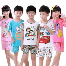 Cartoon Boy Girl Kids Pajama Sets Summer New Design Breathable Home Sleepwear shirt Short Pants Children Minion pyjamas 2-10T