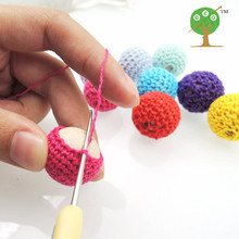 Chunky wooden crochet beads, 17 colors, teething nursing crochet beads,knitted bead with wooden beads inside 100 PCS WC001
